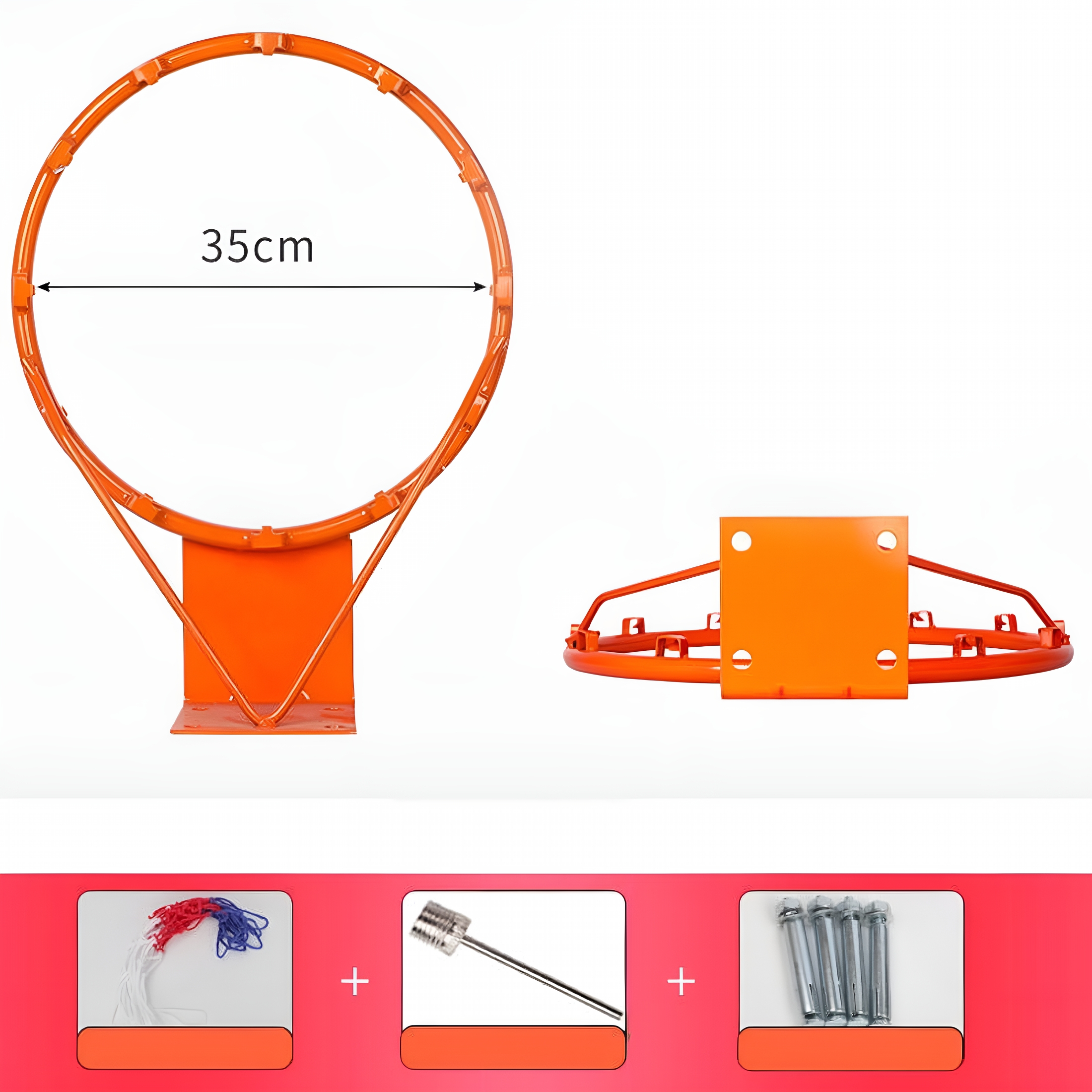 BESTSKY Wall Mounted Basketball Hoop Basketball Rim Goal Orange Steel for Indoor Outdoor Sports for Children