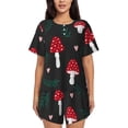 thumbnail image 1 of Xecao Amanita Mushroom Pattern Women's Short Sleeve Pajama Set Soft Sleepwear Lounge Set with Button Front Top and Drawstring Shorts with Pockets-Small, 1 of 6