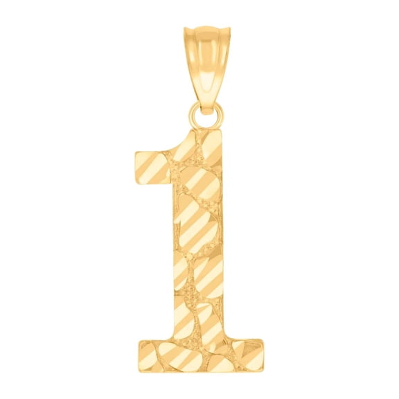 10k Yellow Gold Unisex Sport game Number 1 Nugget Charm Pendant Necklace 26.7x9.5mm Wide Pendant for Women