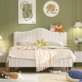 thumbnail image 5 of VECELO Full Size Bed Frame with Upholstered Flannel Fabric Adjustable Headboard, Strong Wood Slats Supports, No Box Spring Needed, Beige, 5 of 8