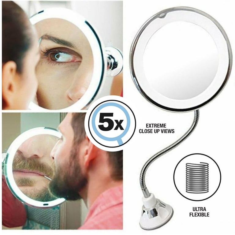 NuBrilliance LED Portable Mirror, 5x Magnifying, Compact