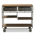 thumbnail image 5 of Bowery Hill Brown Finished Wood and Black Finished Metal 2-Drawer Kitchen Cart, 5 of 9
