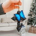 thumbnail image 3 of Blue Butterfly Cross Car Mirror Hanging Ornament - Christian Faith Gift & Xmas Tree Decor, 3 of 5
