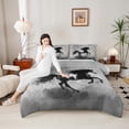 thumbnail image 4 of Castle Fairy Galloping Horse Twin Comforter Sets for Boys Girls,Black Grey Bedding Set, 4 of 8