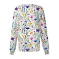thumbnail image 5 of Domzest 2026 Black Scrub Jacket for Woman Long Sleeve Floral Print Scrub Tops Snap Front Clearance Plus Size Nurse Jacket Nursing Working Uniform Navy 4XL, 5 of 6