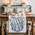thumbnail image 2 of Fall Table Runner Thanksgiving White Blue Pumpkin Table Runners Floral Eucalyptus Leaves Cotton Linen Dresser Scarf Kitchen Dining Table Decor for Fall Holiday Party Decor 13x72 Inch, 2 of 9