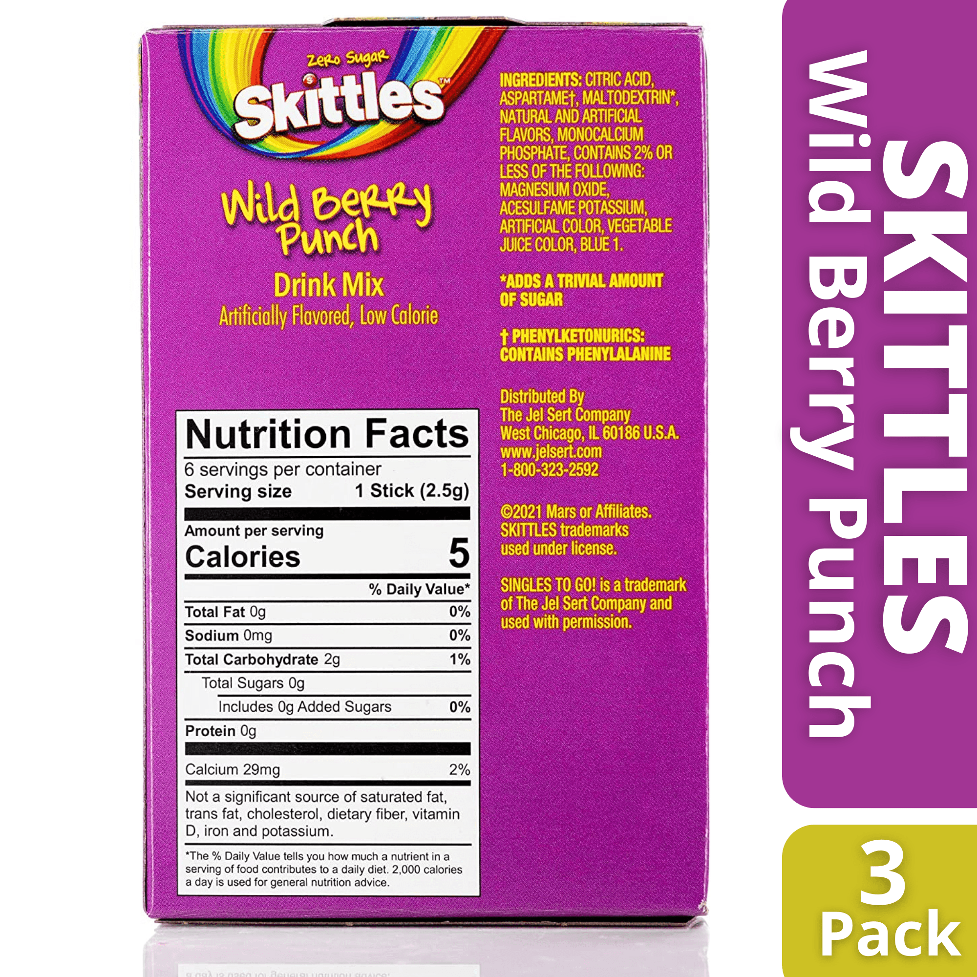 Skittles Wild Berry Punch To Go Drink Mix, 6 Count Ea, Box (3 Pack)