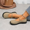 thumbnail image 4 of Women's Platform Suede Mary Jane Shoes Vintage Round Toe Casual Dress Shoes Wide Toe Box Slip On Loafers Brown Size 8, 4 of 8