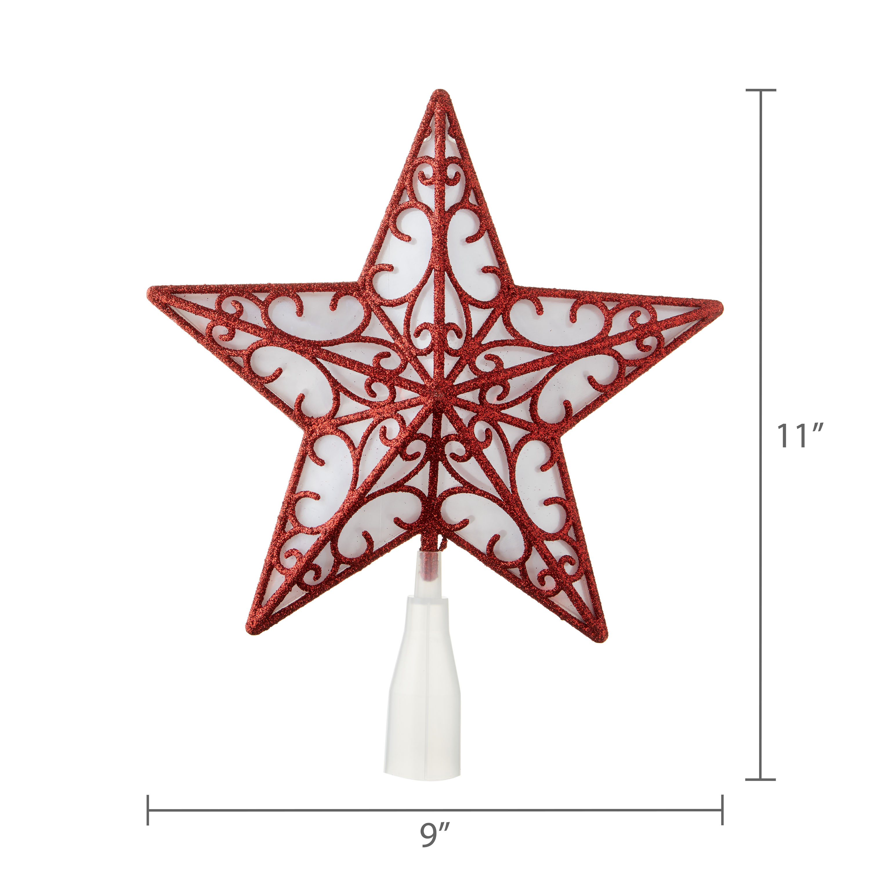 LED Star Christmas Tree Topper, Red, 9", by Holiday Time