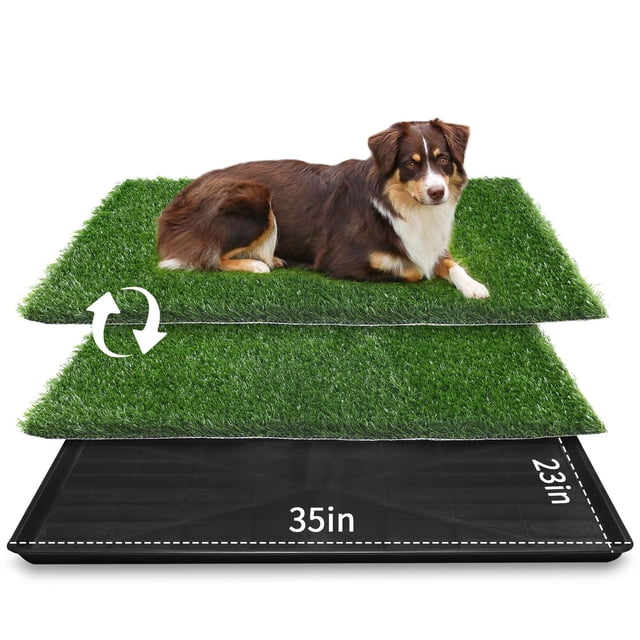Orinal con césped para perros LOOBANI, grande, 90 x 60 cm, con 2 almohadillas