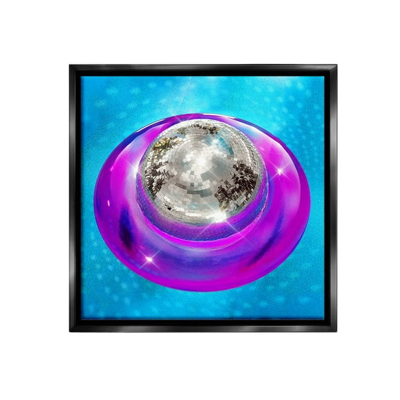 Stupell Industries Disco Ball in Pool Abstract Painting Black Floater Framed Canvas Art Print Wall Art, 18 x 18
