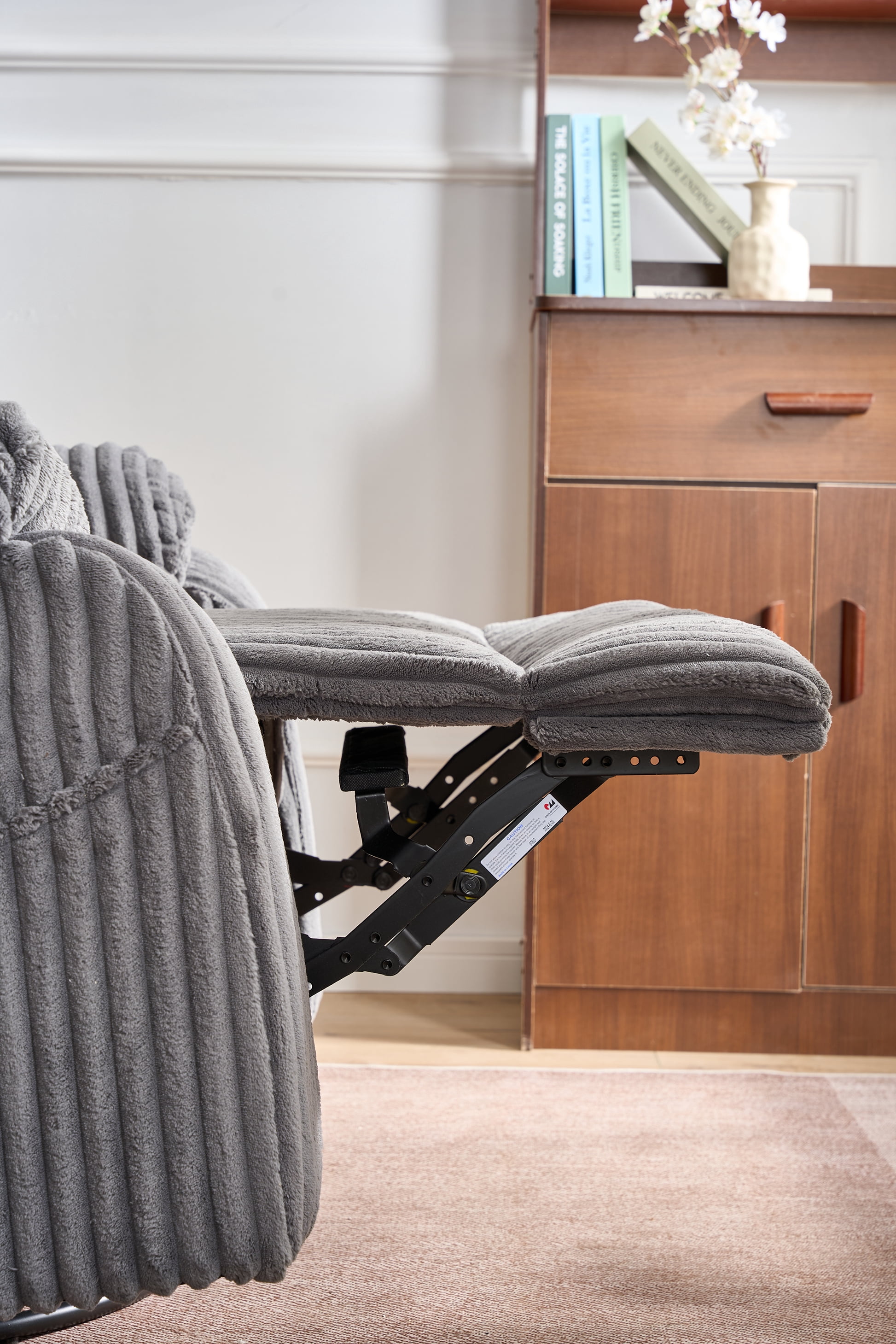 Leumius Extra Wide Power Recliner Chair,270° Swivel Rocking Chair with Heat & Massage,USB & Type C Charging Port,Velvet Upholstered Recliner with Side Pockets for Living Room, Bedroom, Nursery,Gray