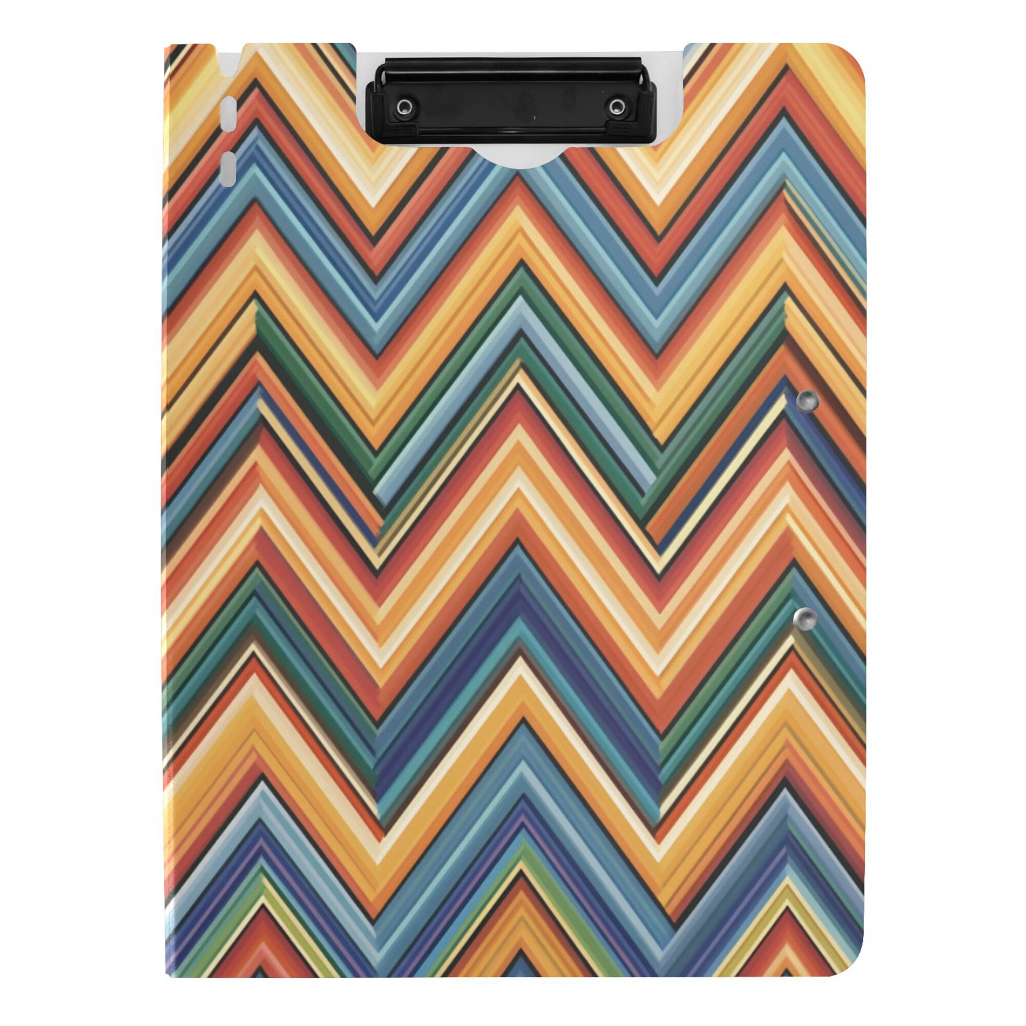 FORMRS A4 Clipboard Folder with Pen Holder Horizontal Foldable School Office Binder, Orange Geometric