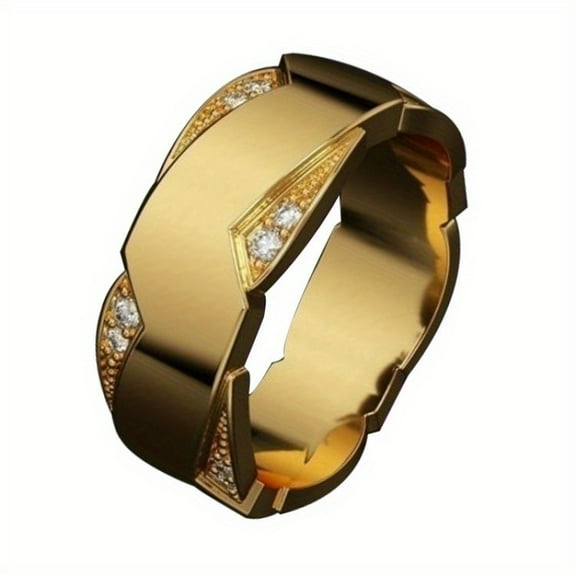 Men'S Golden Micro-Inlaid Ring Men Ring Crystal Ring,12
