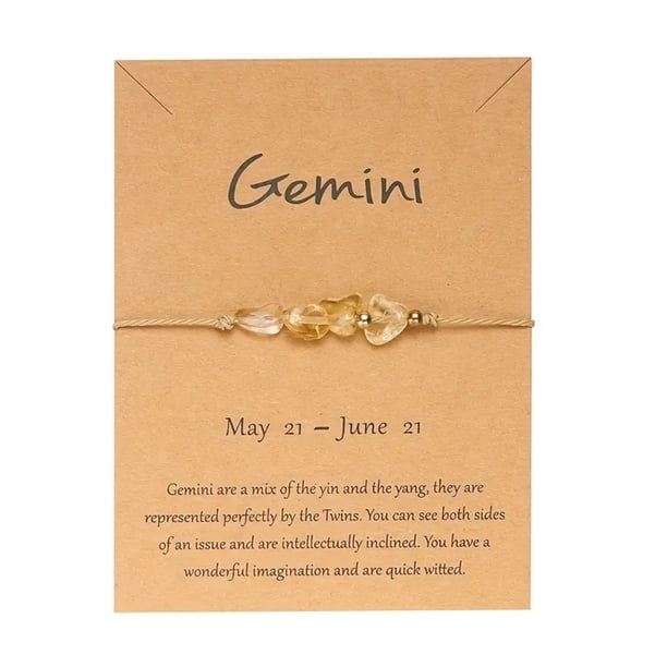 Fiudx Pulsera de Piedra de La Suerte, Temática de Constelaciones Vintage, Piedra Natural, Tarjeta Del Signo Del Zodíaco, Regalo Familiar, Buena Fortuna, Diseño Ajustable