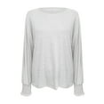 thumbnail image 5 of miqiqism Simple Soft Sweatshirts for Women Comfy Crew Neck Long Sleeve Sweatshirt Juniors Casual Basic Pullover Sweater Tops Fashion Solid Loose Tunic Pullover Top,White,Medium, 5 of 6