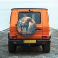 thumbnail image 6 of Salouo Forest Lake White Horse Print Spare Tire Cover 14-17 inch Spare Tire Protector Universal Tough Tire Wheel Cover for Trailer SUV and Truck-15 inch, 6 of 6