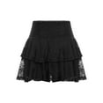 thumbnail image 4 of Doomiva Women's Lace Layered Mini Skirt Outfits A Line Cute Tiered Ruffle Skirt Y2K Streetwear Black M, 4 of 6