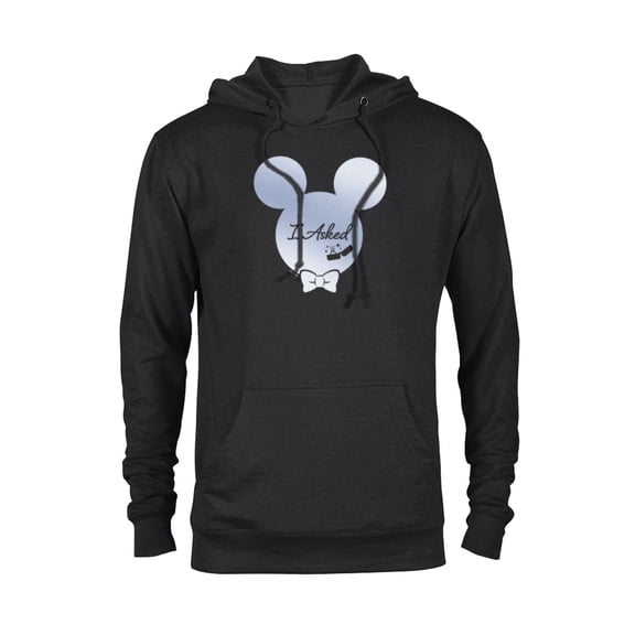 Disney I Asked Proposal Engagement Ring Bow Tie Mickey - Pullover Hoodie for Adults - Customized-Black