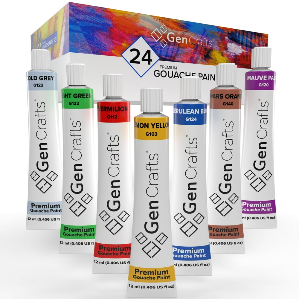Gouache Paint Tubes Set of 24 by GenCrafts