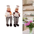 thumbnail image 3 of Juego de 2 figuras de chef para decoración del hogar, pan y vino con patas colgantes, estatuas para estantes de cocina, armario, encimera, alféizar de ventana, 3 of 5