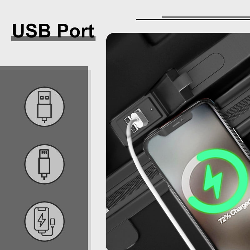 Checked Luggage PC ABS Hardside Suitcase with wheels USB Port Lightweight Luggage with TSA Lock 28 inch Black