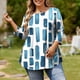 thumbnail image 2 of Plus Tamaño Suelto Ajuste Camisetas para las Mujeres Impresas 3/4 Manga Cuello Redondo Blusa Casual Verano, Más Tamaño de la Túnica de Manga Larga para las Mujeres, 2 of 6