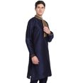 thumbnail image 3 of SKAVIJ Men's Tunic Art Silk Long Shirt Embroidered Casual Kurta Small Blue, 3 of 6