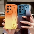 thumbnail image 3 of Compatible with Samsung Galaxy S23 Ultra 6.8" Case, Cute S23 Ultra Phone Case with Wrist Strap Wristband Stand Camera Lens Protect Wavy Frame Soft Shockproof Gradient Cover for Women (Orange Yellow), 3 of 9