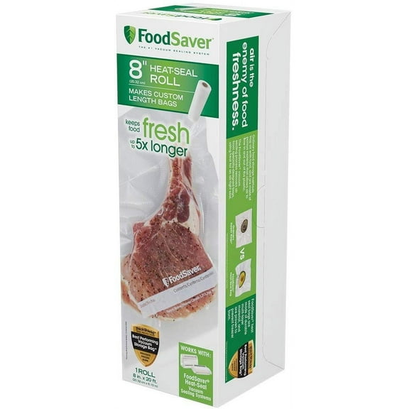 FoodSaver Heat-Seal Roll - Heavy Duty Freezer Bag - 1 Roll, 8" x 20', Clear