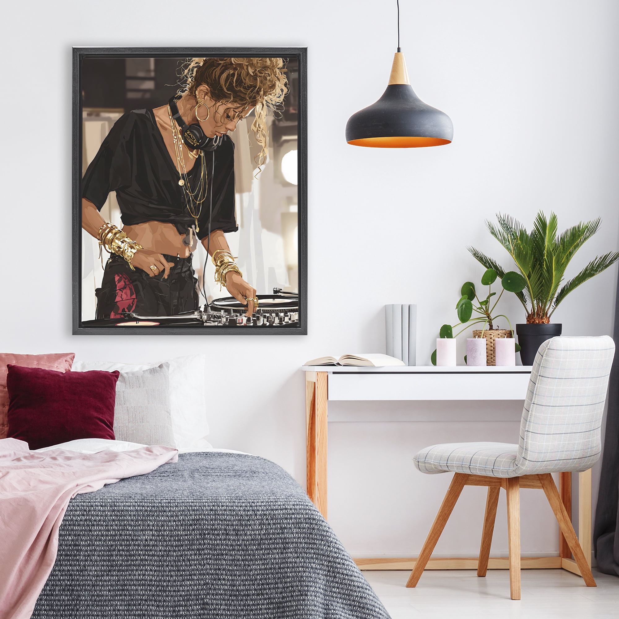 Stupell Industries Speaking Through Music DJ Black Framed Floater Canvas Wall Art, design by Franklyn Gregory