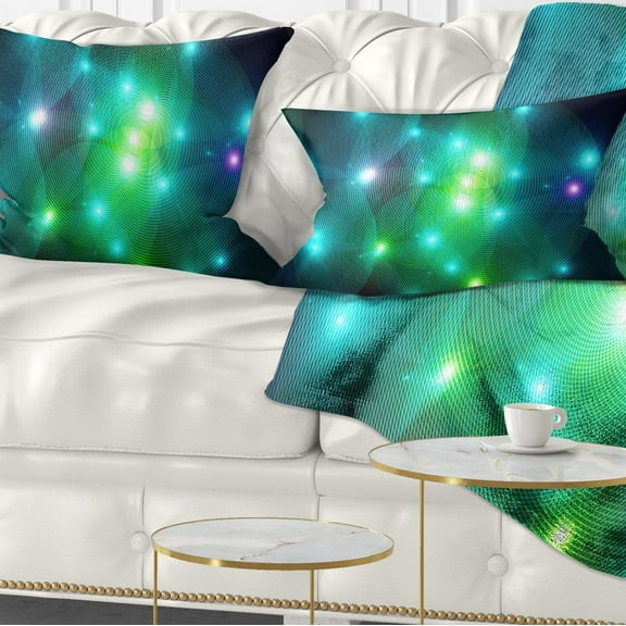 Designart Multi Color Fractal Lights in Fog - Abstract Throw Pillow - 12x20