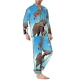 thumbnail image 2 of Naloa Elephant Giraffe Men’s Pajamas Set - Long Sleeve Button Down Sleep Shirt and Pajama Bottoms Sleepwear Set-X-Large, 2 of 7
