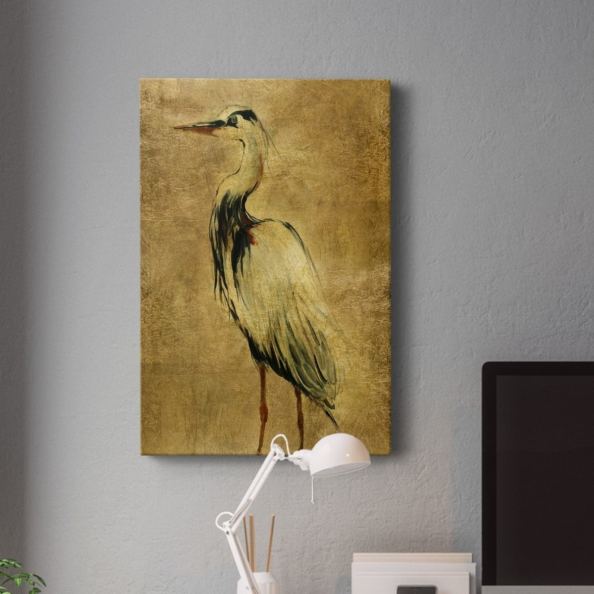 Gold Crane at Dusk II Premium Gallery Wrapped Canvas - Ready to Hang - 12 x 18