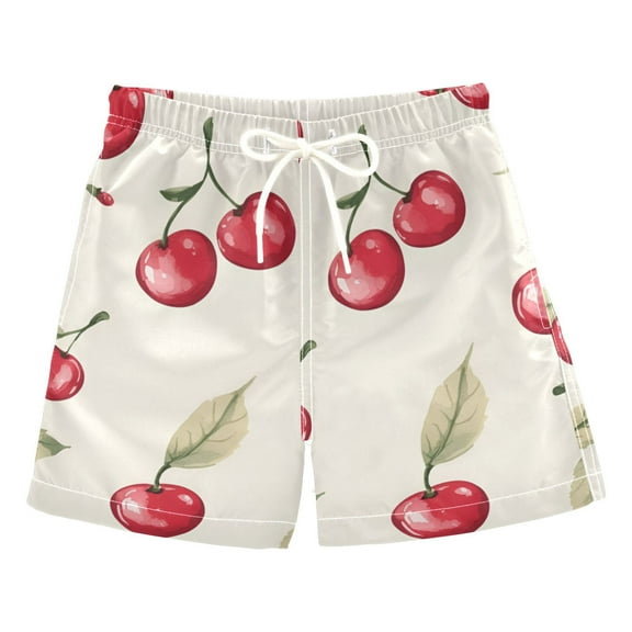FORMRS Boys Swim Trunks Quick Dry Mesh Liner Boardshorts Sizes XS-XL, Red Cherry