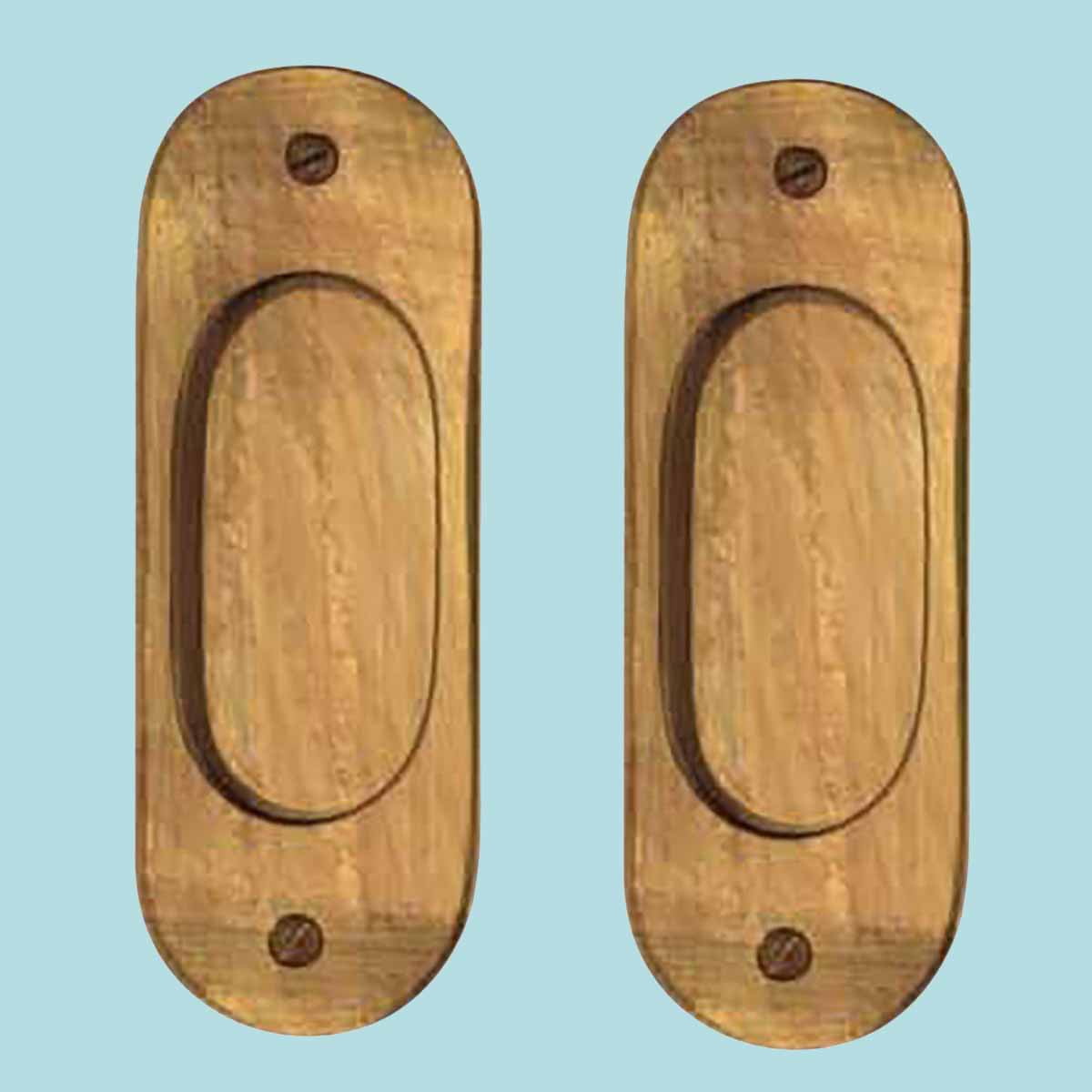 Renovators Supply 2Pcs Oval Sliding Door Pulls Antique Brass Flush Pull Punch-Free Handle for Sliding Barn Doors