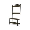 thumbnail image 6 of Chelsea Outdoor Industrial Acacia Wood and Iron Bench with Shelf and Coat Hooks, Gray, 6 of 6