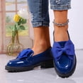 thumbnail image 5 of Womens Platform Loafers Royal Blue, Chunky Slip On Shoes with Bow Detail, Comfortable Casual Walking Shoes,Size 5.5, 5 of 9