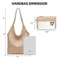 thumbnail image 3 of Montana West Slouchy Hobo Bags for Women Soft Designer Shoulder Purses Ladies Top Handle Handbag, Tan, 3 of 6
