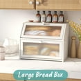 thumbnail image 3 of White Bread Box for Kitchen Counter, Large Bamboo Wood Double Layer Bread Box, Wooden Bread Storage Capacity, 3 of 17