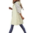 thumbnail image 4 of ZHOUCHANKIDS Women Long Vest Solid Color Sleeveless Hood Winter Puffer Vest Outwear Beige XS, 4 of 6