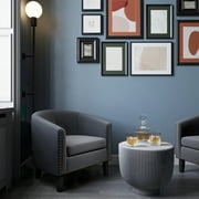BELLEZE Modern Tub Barrel Linen Accent Chair - Kyara (Gray)