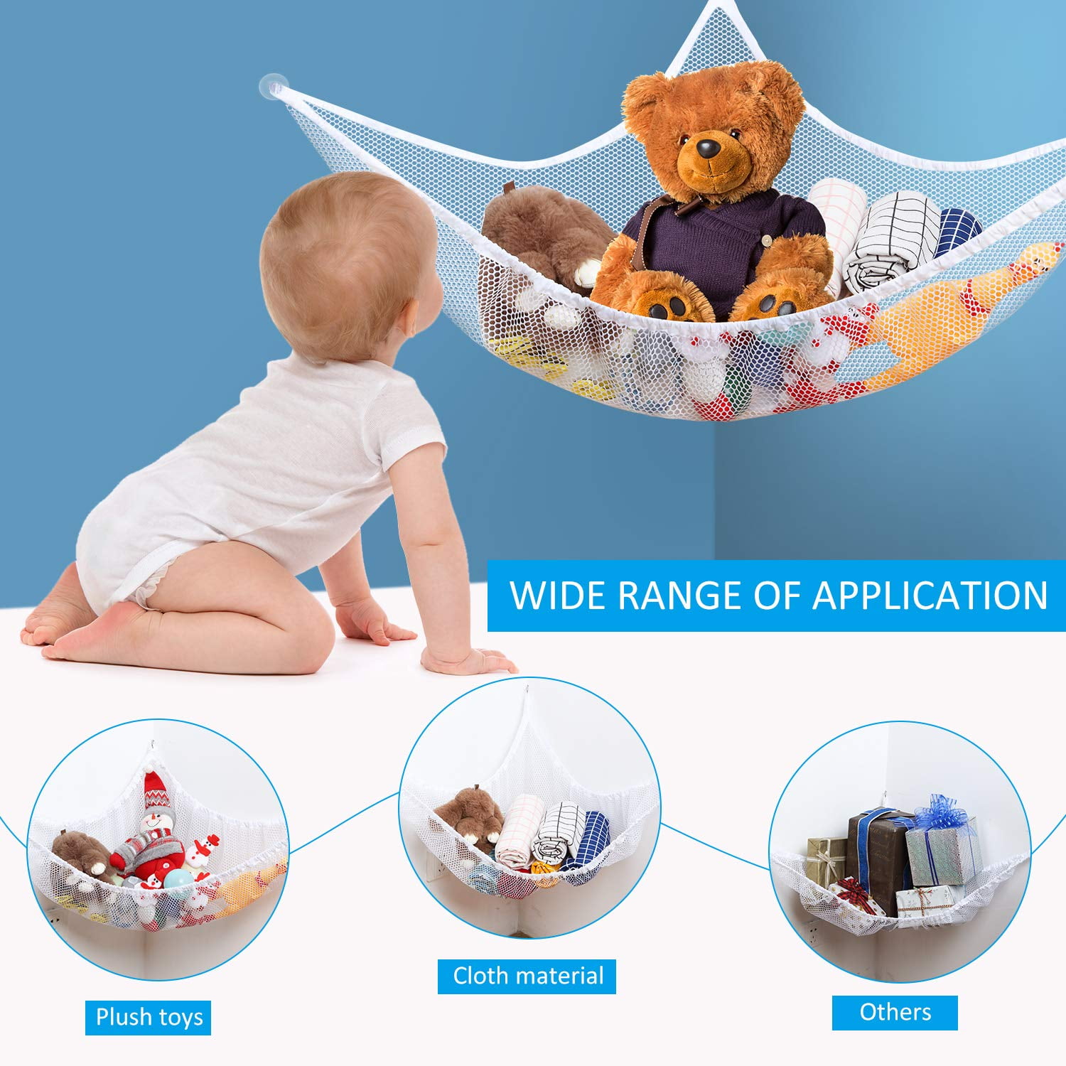 "3 FEET" Toy Hammock Net Organize Stuffed Animals And Bath Kids Toys 