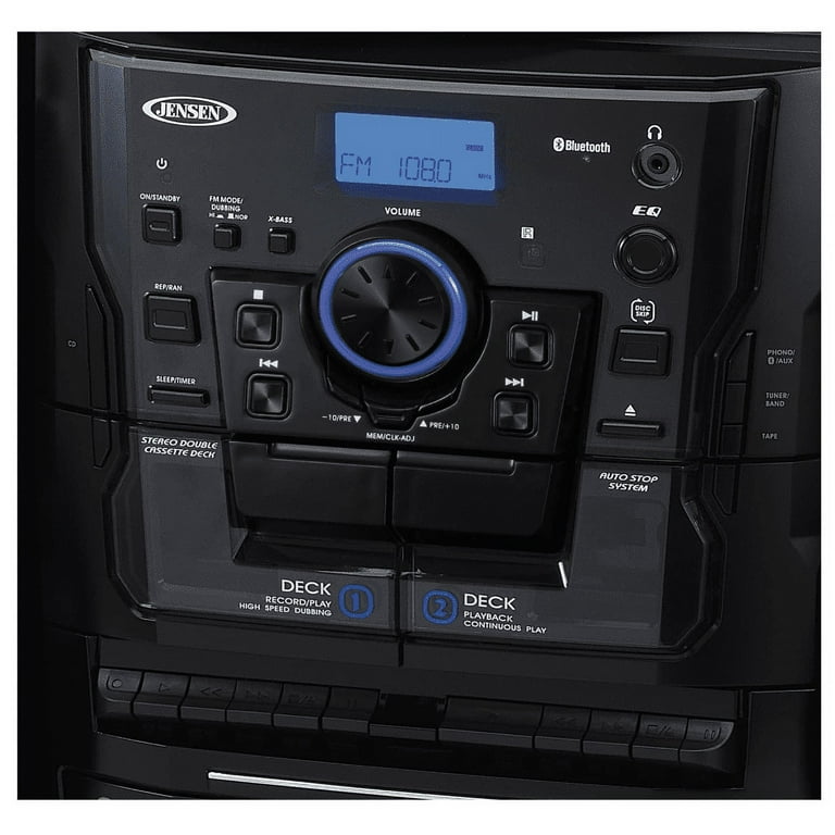 Jensen Bluetooth Stereo Turntable 3 CD Changer Dual Cassette Jensen Bluetooth Stereo Turntable 3 CD Changer Dual Cassette