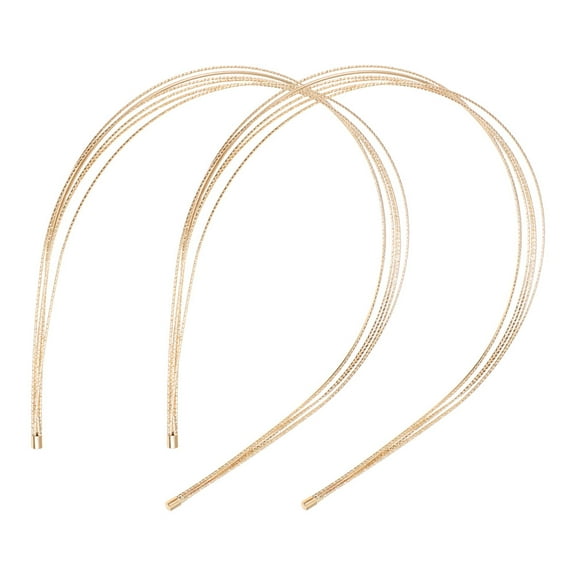 HOOWIFFY 2Pcs Metal Multi Layered Gold Hairbands Elegant Simple Wire Headband Set