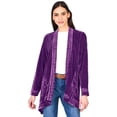 thumbnail image 2 of Women's Embroidered Velvet Open Front Cardigan, 2 of 21