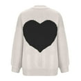 thumbnail image 5 of Lovskoo Cardigan Sweaters for Women Casual Love Pattern Long Sleeve Solid Patchwork Coat Cardigan Blouse Beige, 5 of 7