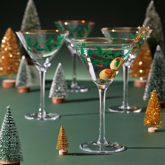 Holiday Glass Set, 4-Piece Martini Glasses,  Dinnerware, Hand Wash Only