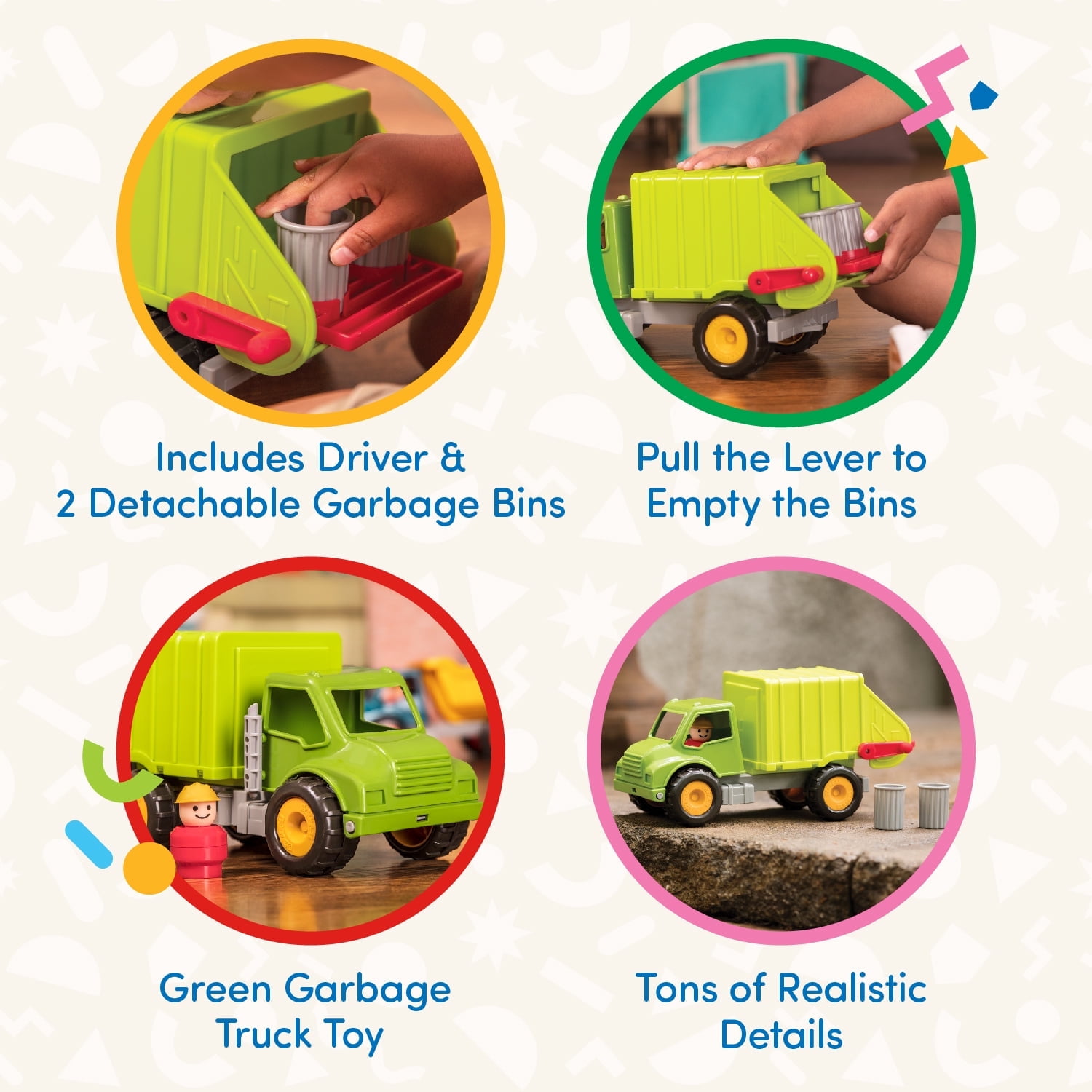 Battat Garbage Truck Toy Truck with Figurine, Toddler and Preschool Toys