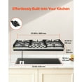 thumbnail image 2 of VEVOR 36 inch Gas Cooktop 5 Burners Gas Stove Top, Max 38300BTU Built-in Stainless Steel Stove Top LPG/NG Convertible Dual Fuel Cooktop Stoves with SABAF Dual-Ring Burner for Kitchen Apartment Rvs, 2 of 9
